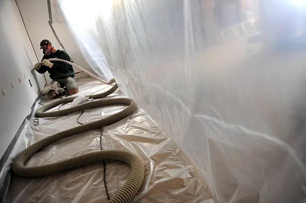 olaf sander blows insulation or cellulose which is recycled newspapers into perimeter wall